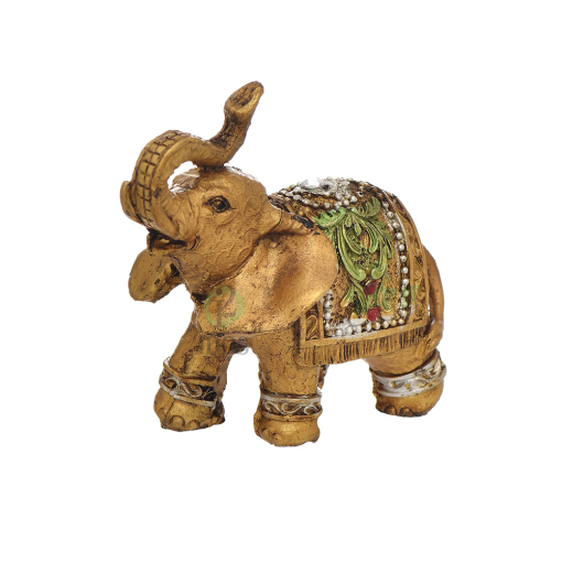 Elefante Dorado Con Piedra Roja 6 cms