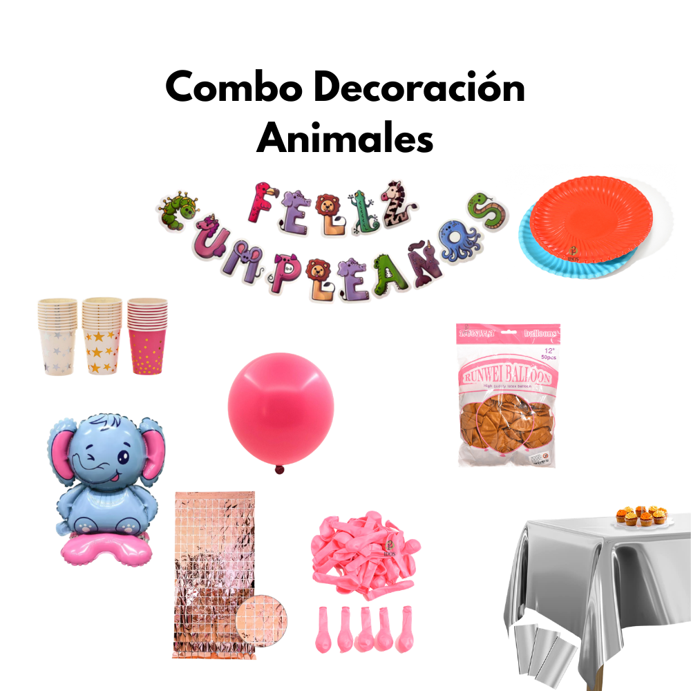 Combo Decoración Cotillón Infantil Animales